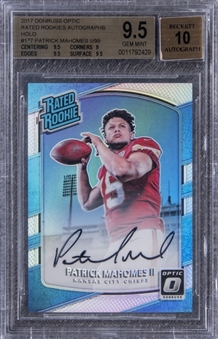 2017 Donruss Optic Holo Rated Rookies Autographs #177 Patrick Mahomes II Signed Rookie Card (#53/99) BGS GEM MINT 9.5/BGS 10